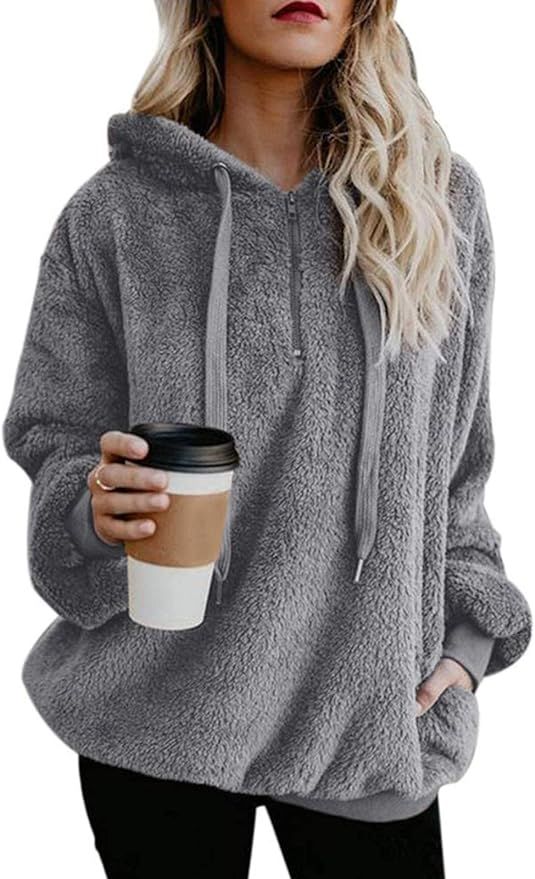 Century Star Womens Hoodies Fuzzy Hooded Sweatshirt Zipper Fleece Hoodie Pullover Sherpa Sweater ... | Amazon (US)