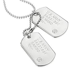 COOLSTEELANDBEYOND Classic Two-Pieces Mens Military Army Dog Tag Pendant Necklace with Ball Chain | Amazon (US)
