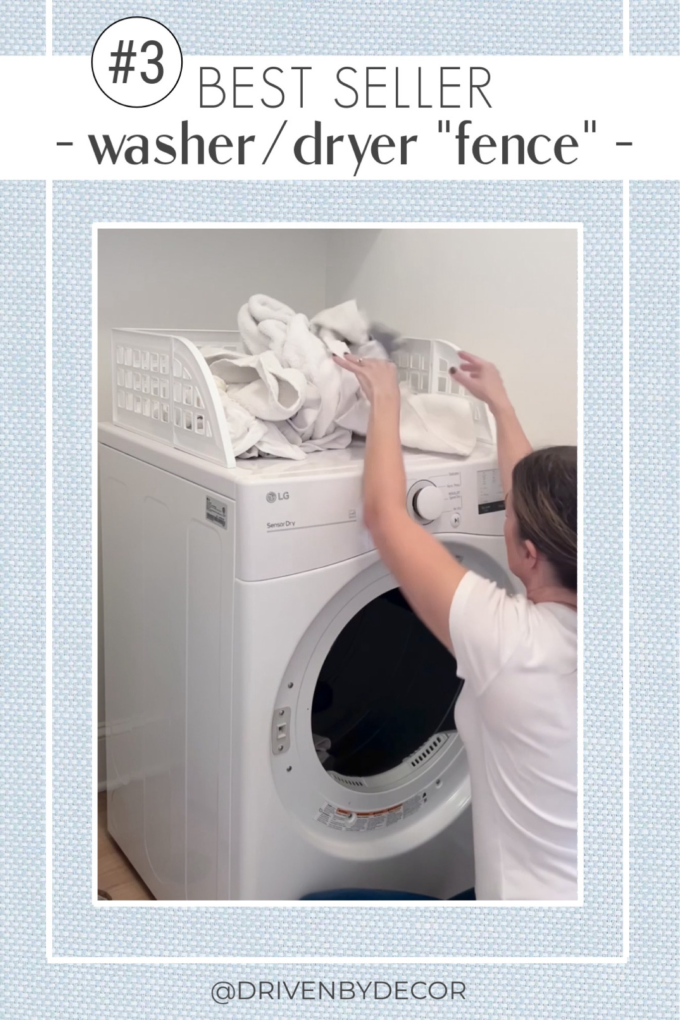 This magnetic dryer “fence” is great on top of your washer and dryer for corralling clothes so they don’t fall behind your machine. If your washer and dryer are side by side you can use the included gap filler in the middle and fence them off together 🙌🏻

Laundry room organizationn

#LTKfindsunder100 #LTKhome #LTKfindsunder50