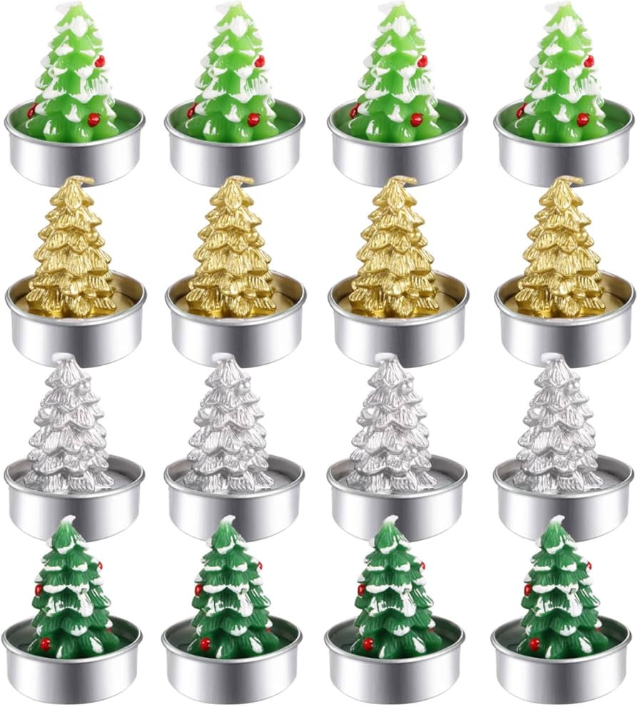 12 Pieces Christmas Tealight Candles - Christmas Candle Set Handmade Delicate Santa Claus Snowman... | Amazon (US)