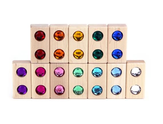 12 pc Double Gem Building Blocks | Maple Unit Blocks Jewel Blocks Gemstone Blocks Sparkle Glitter... | Etsy (US)