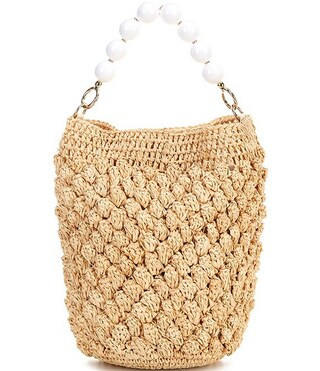 Mazzy Raffia Beaded Bucket Tote Bag | Dillard's
