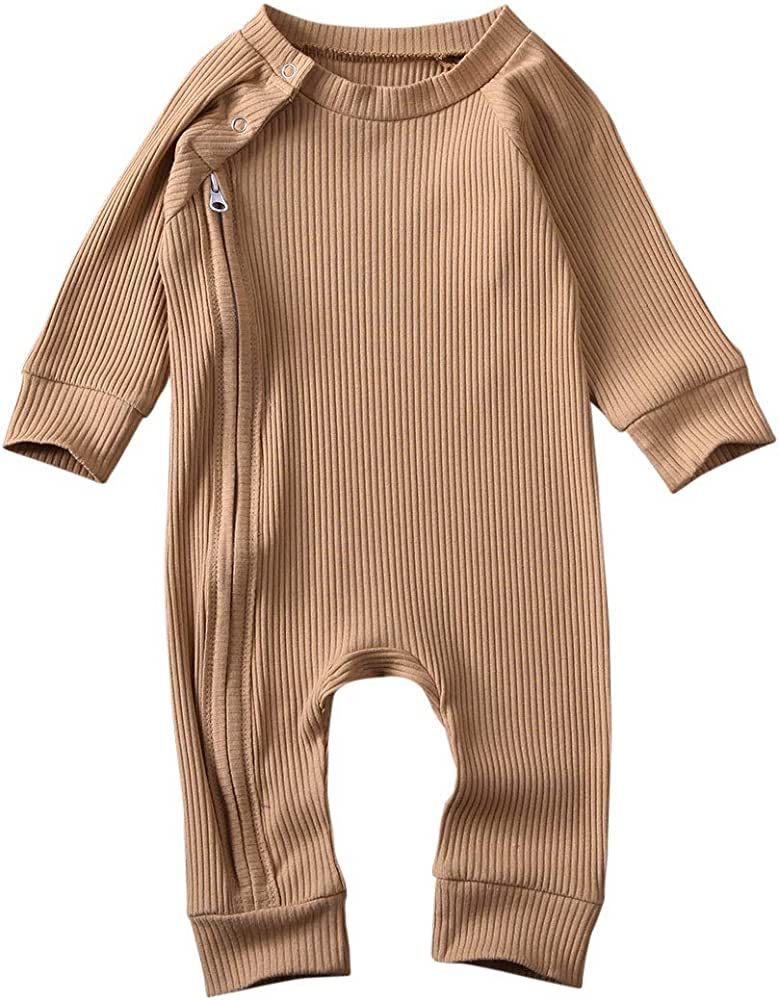 CIYCUIT Newborn Baby Boy Girl Romper Clothes Infant Solid Ribbed Onesie Bodysuit Jumpsuit Outfits | Amazon (US)