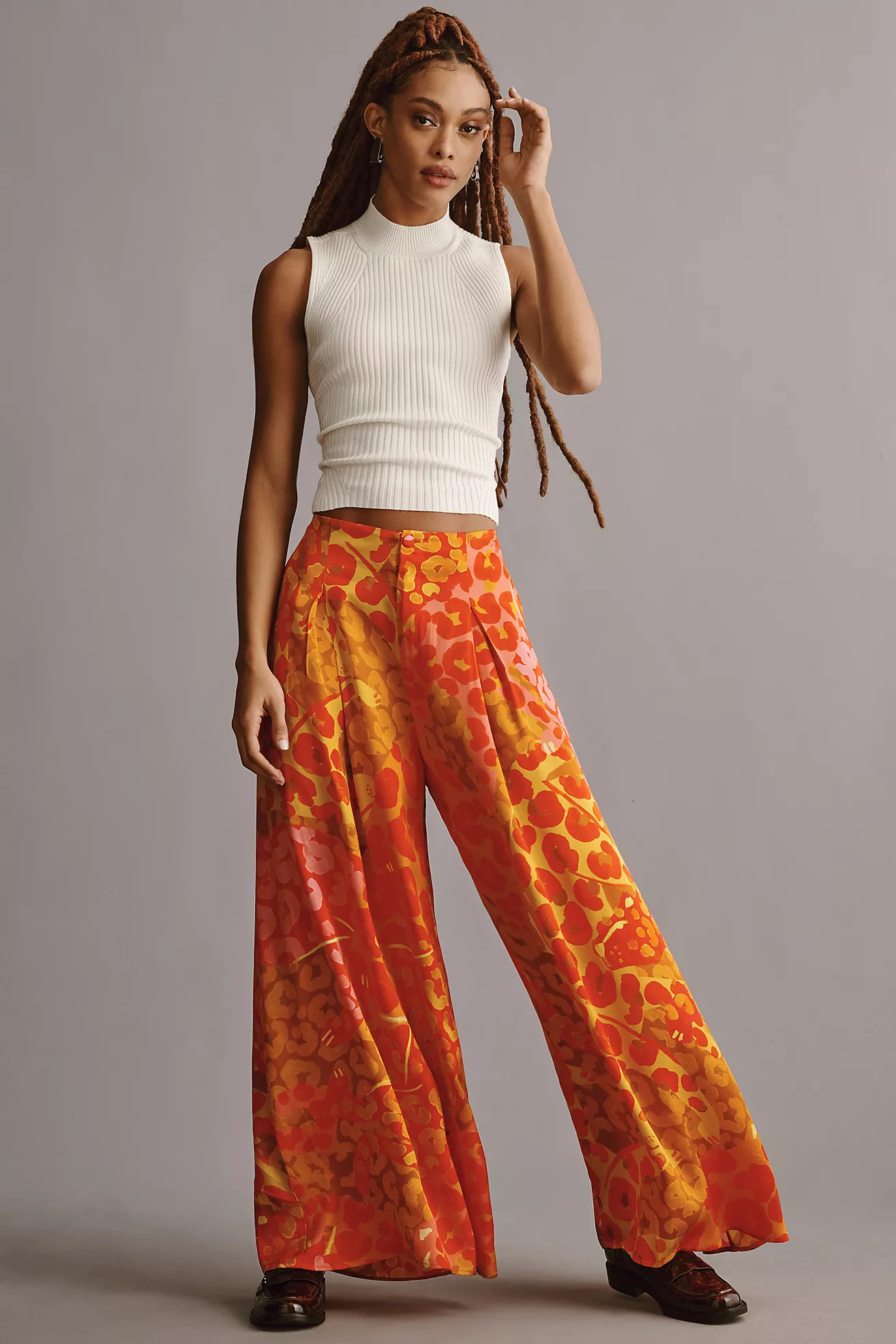 Farm Rio x Anthropologie Printed Satin Wide-Leg Pants | Anthropologie (US)