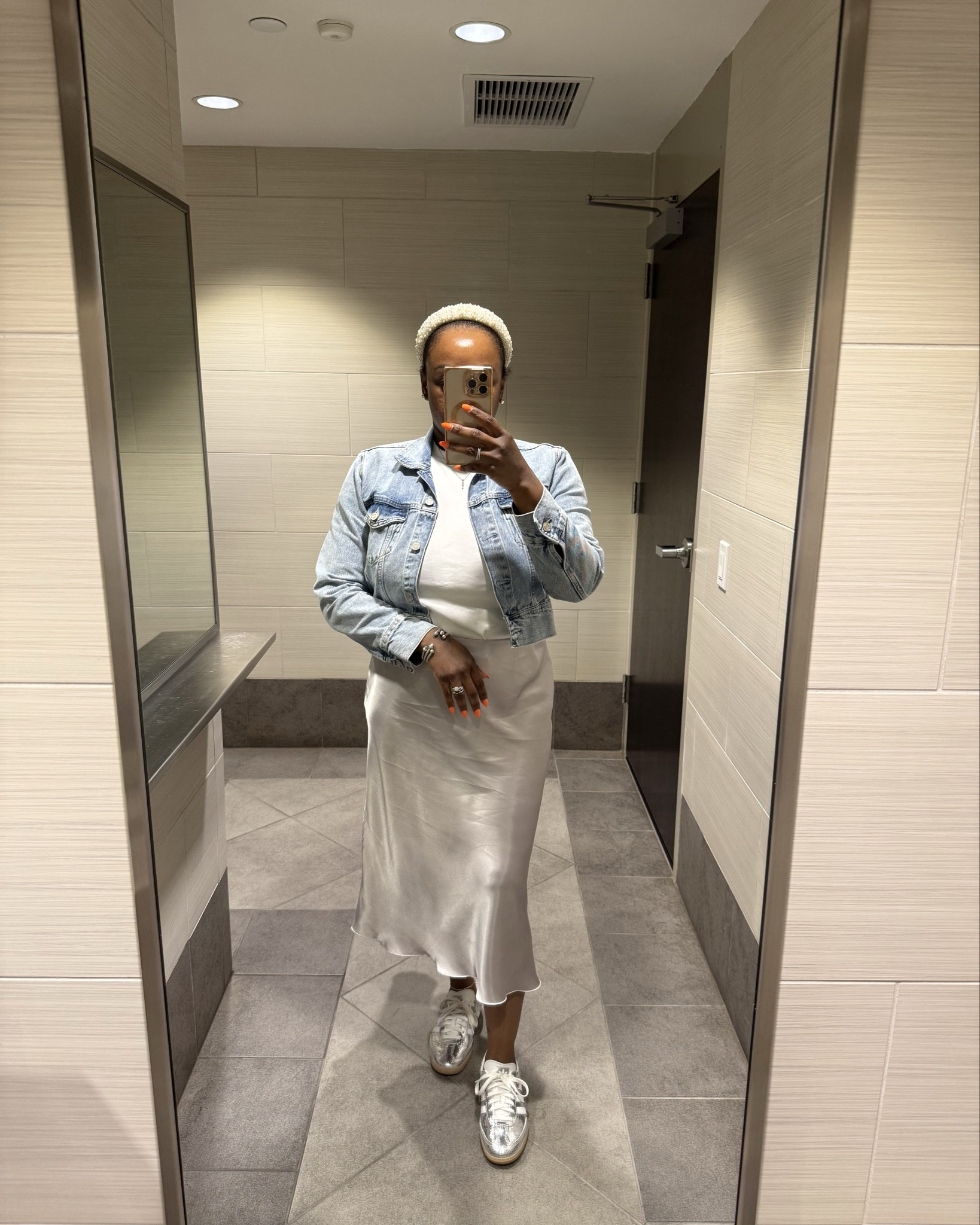 A slip skirt, a pair of Adidas Sambas, and a jean jacket hate to see me coming.

#LTKShoeCrush #LTKStyleTip #LTKWorkwear