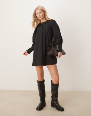 ASOS DESIGN deep cuff mini dress in black | ASOS (Global)