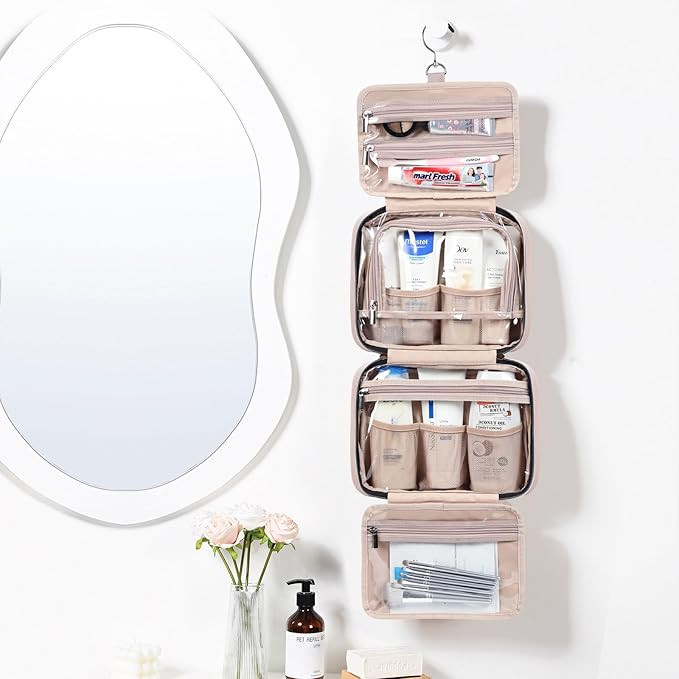 NISHEL Women Travel Toiletry Bag, Pink, Medium | Amazon (US)