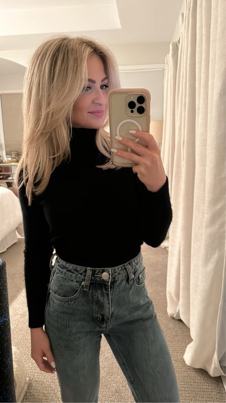 These jeans are perfect for petites! If they are too long, just cut them yourself to keep the raw edge look. Also, I have worn this cashmere sweater 1,000 times already this fall/winter 🥰🥰🥰

#LTKstyletip #LTKFind #LTKunder100