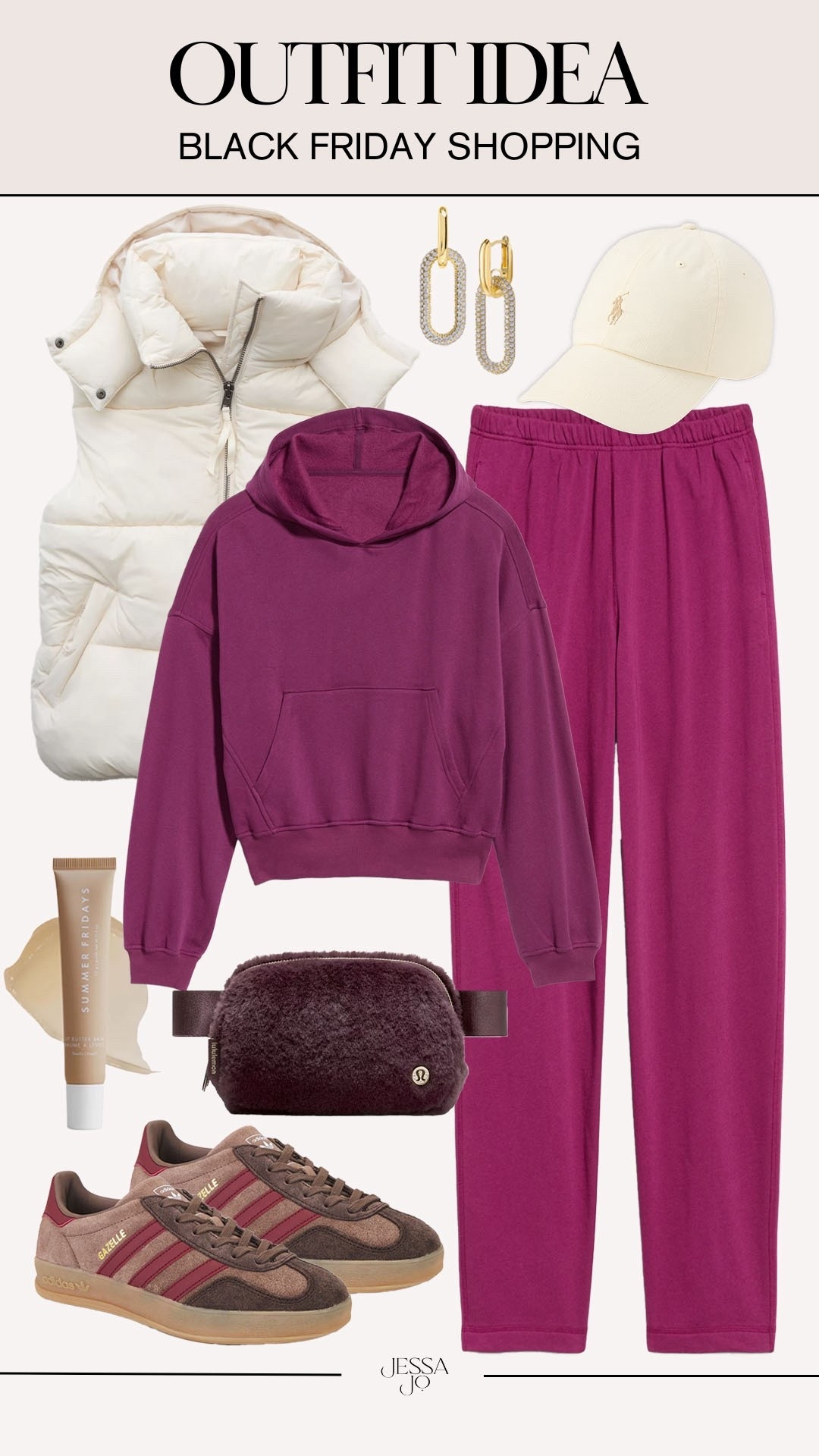 Black Friday outfit idea | Black Friday shopping outfit | old navy fashion | burgundy matching sweat set | ivory puffer vest | trendy fall style | comfy fall outfit 

#LTKStyleTip #LTKSeasonal #LTKHoliday