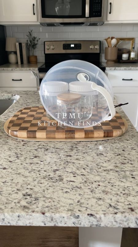 Sharing some more kitchen finds from @temu 👏🏻👏🏻 How stunning is this checker cutting board?! 🤩 I can’t bring myself to use it for food because it’s just so pretty! And I’m completely obsessed with the splash-proof cover. If you use the microwave all the time like me, then you NEED this!! 💯

#LTKVideo #LTKhome #LTKfindsunder50