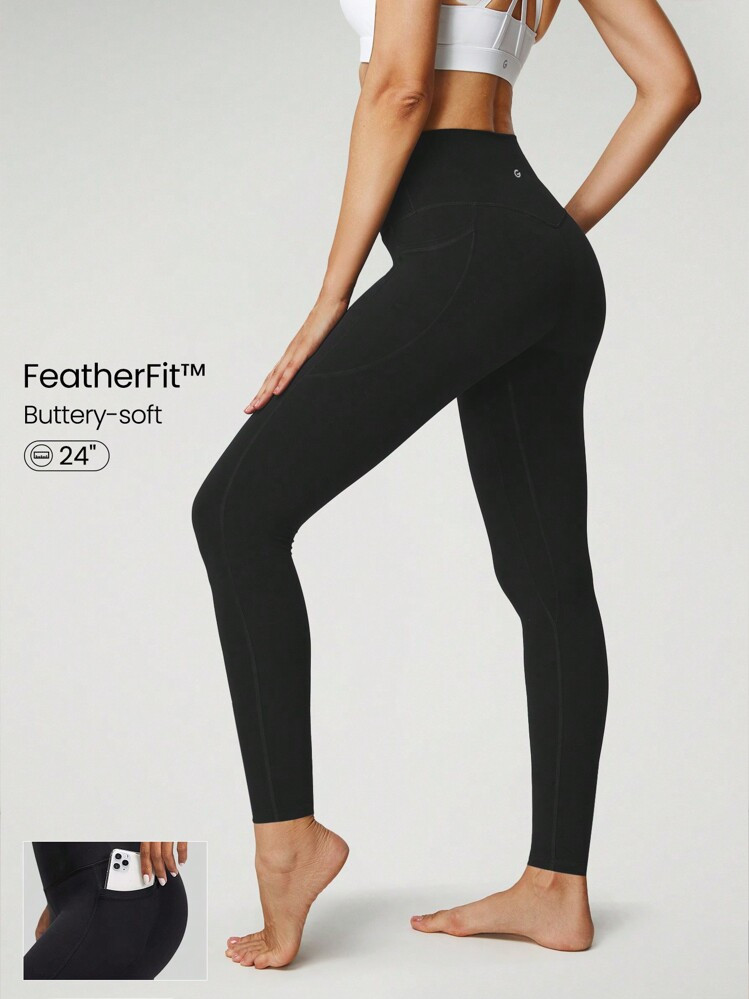 GLOWMODE 24" FeatherFit™ High-Rise Side Pocket Leggings Gym Fall Winter | SHEIN
