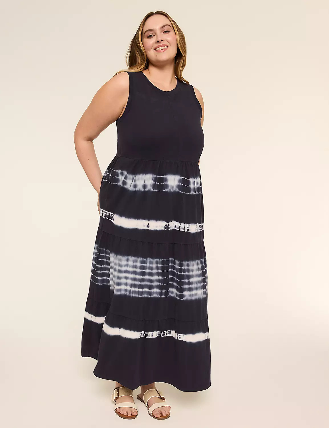 Crew-Neck Tiered Maxi Dress | Lane Bryant (US)