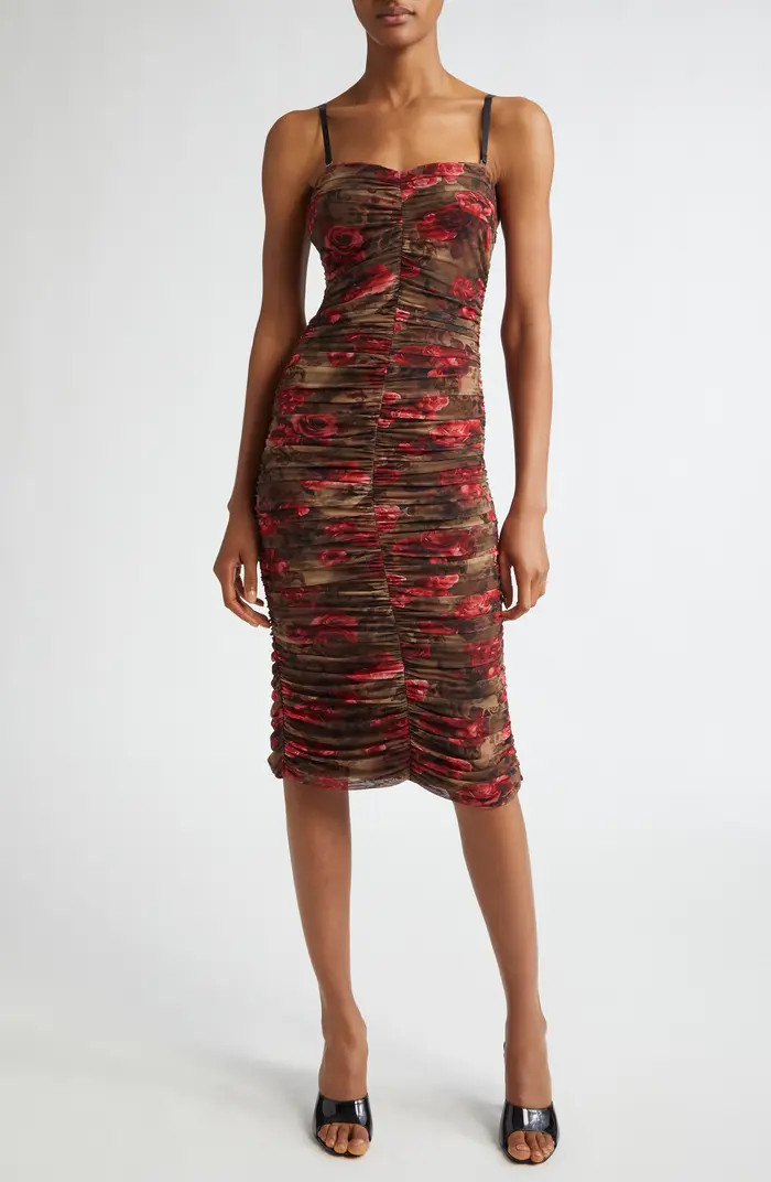 L'AGENCE Caprice Convertible Strap Floral Mesh Dress | Nordstrom | Nordstrom