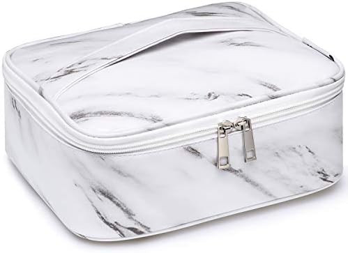 Travel Makeup Bag Large Cosmetic Bag Make up Case Organizer for Women and Girls (Marble) | Amazon (US)