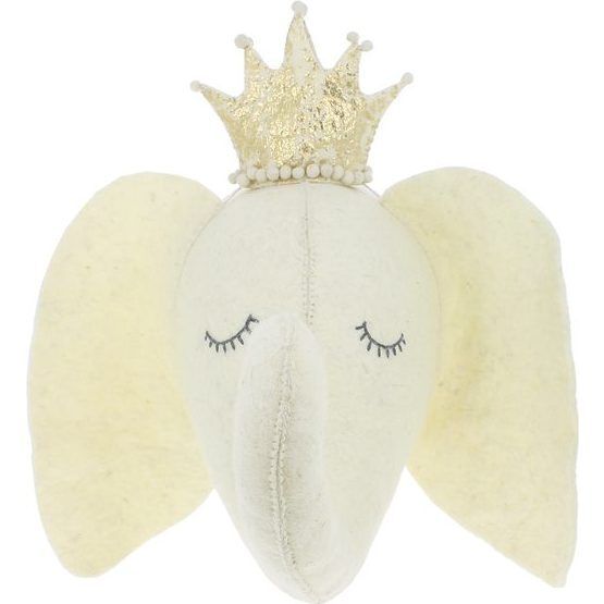 Sleepy Elephant with Crown, Cream | Maisonette