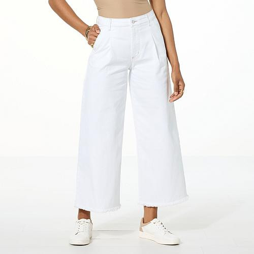 C Wonder by Christian Siriano Stretch Denim Raw Edge Wide Leg Jean - Gray/Grey - Size 2 | HSN