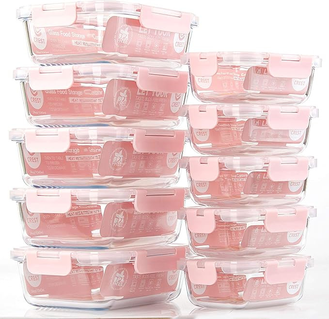 [10 Pack] Glass Meal Prep Containers, Food Storage Containers with Lids Airtight, Glass Lunch Box... | Amazon (US)