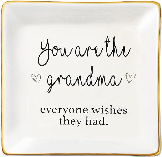 JoycuFF Grandmother Birthday Gifts for Women Ceramic Trinket Dish Tray Jewelry Ring Holders Uniqu... | Amazon (US)