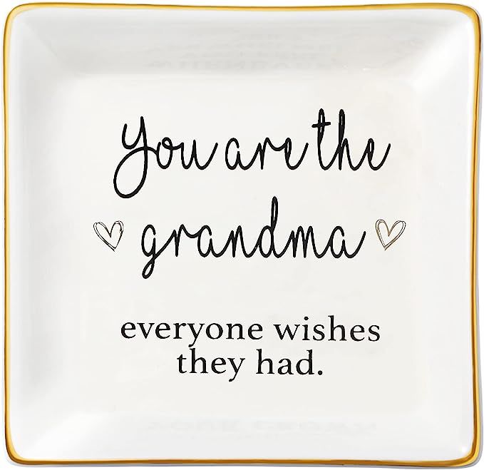 JoycuFF Grandmother Birthday Gifts for Women Ceramic Trinket Dish Tray Jewelry Ring Holders Uniqu... | Amazon (US)