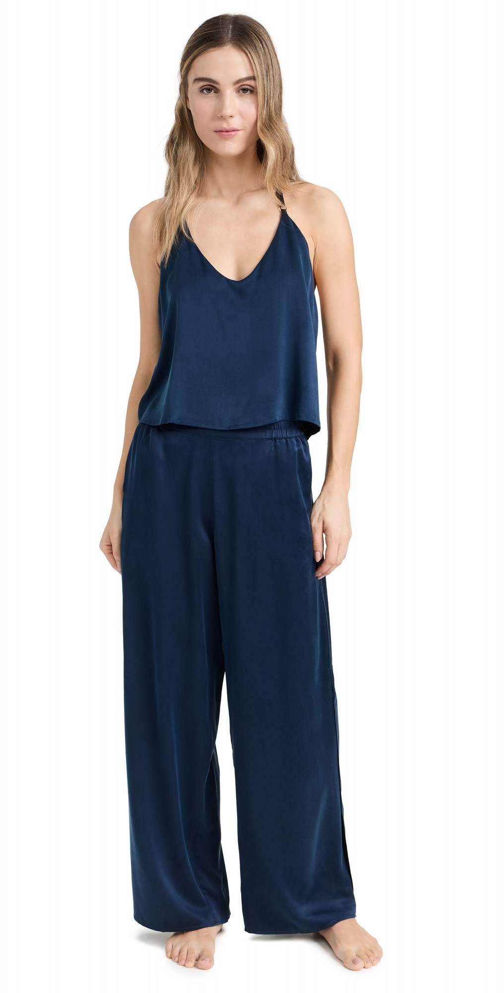 Lunya Washable Silk Cami Pant Set Deep Blue/Black S | Shopbop