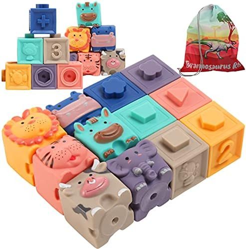 Baby Blocks, Baby Toys 6 to 12 Months Soft Stacking Building Blocks, Montessori Learning Babies I... | Amazon (US)