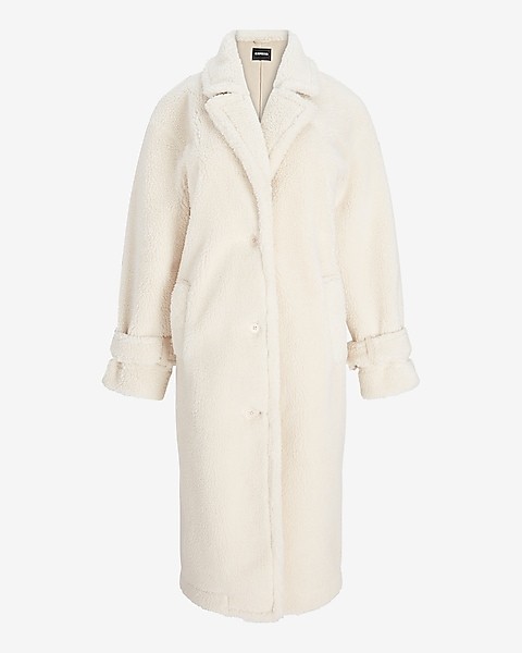 Faux Shearling Button Front Coat | Express