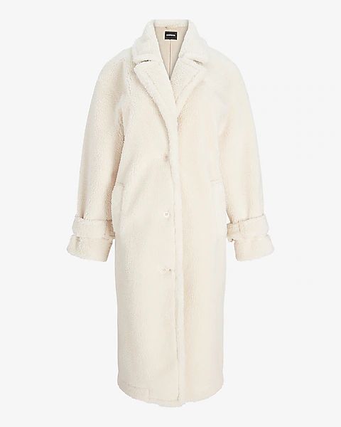 Faux Shearling Button Front Coat | Express