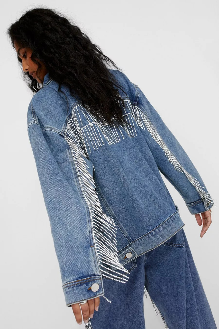 Diamante Fringe Trim Denim Jacket | Nasty Gal US