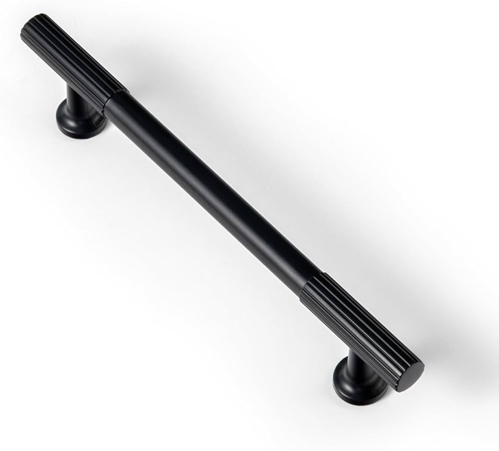 Goo-Ki Elegant Black Zinc Alloy Cabinet Handles - 5.03''(128mm) Hole Center Striped Decorations C... | Amazon (US)
