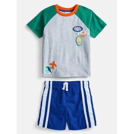 Wonder Nation Toddler Boys Short Sleeve Graphic Tee and Shorts Set, 2-Piece Sizes 12M-5T | Walmart (US)