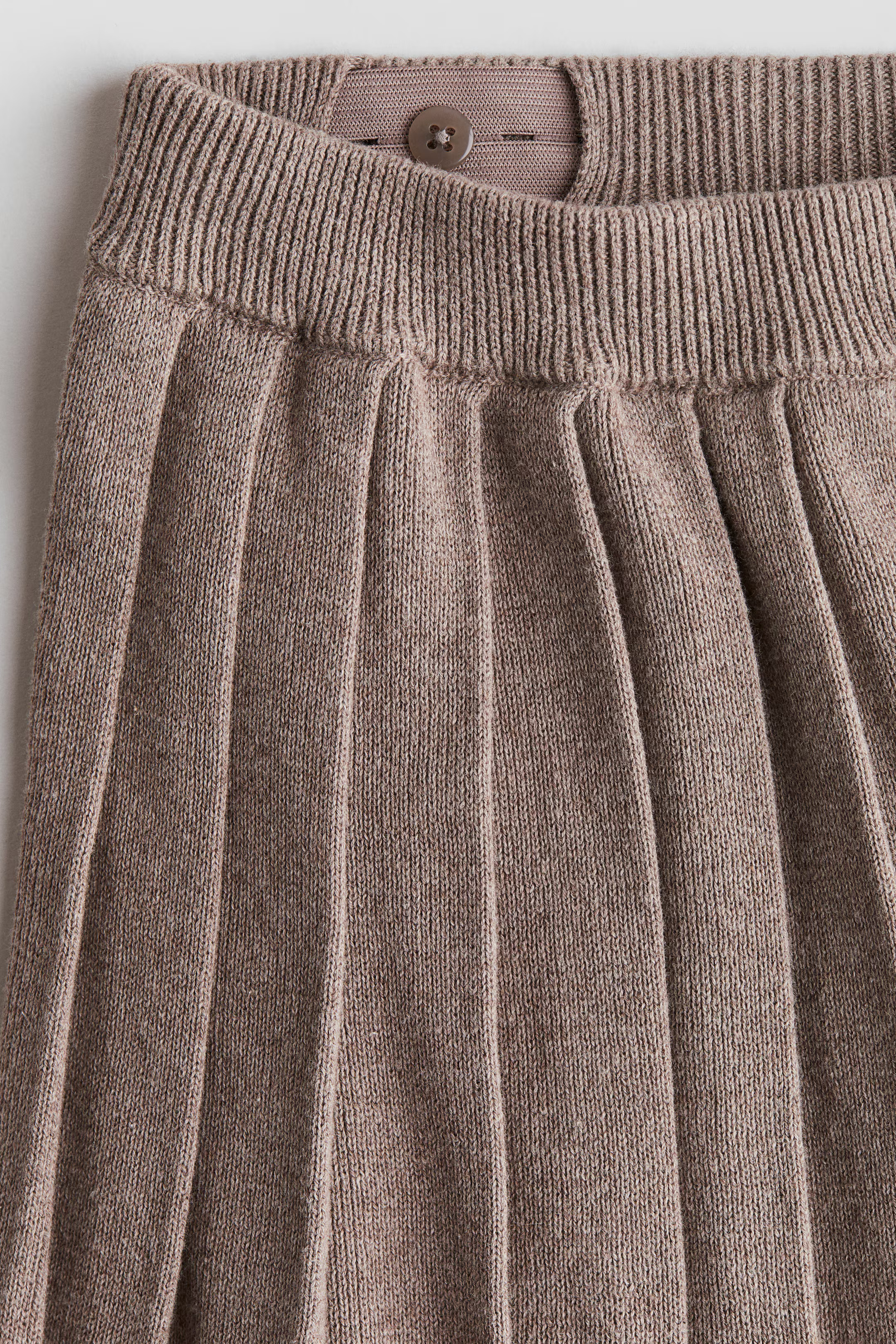 Fine-knit Cotton Skirt - Regular waist - Knee-length - Taupe - Kids | H&M US | H&M (US + CA)