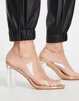 Simmi London clear heel sandals in natural | ASOS (Global)