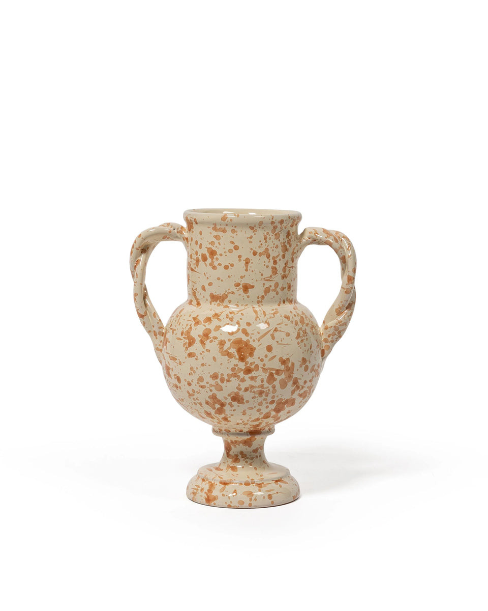 Petite Splatter Urn,  Ivory and Tan | Noel Pittman