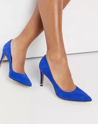 Kenneth Cole riley 85 mid heeled court shoes in colbalt leather | ASOS (Global)