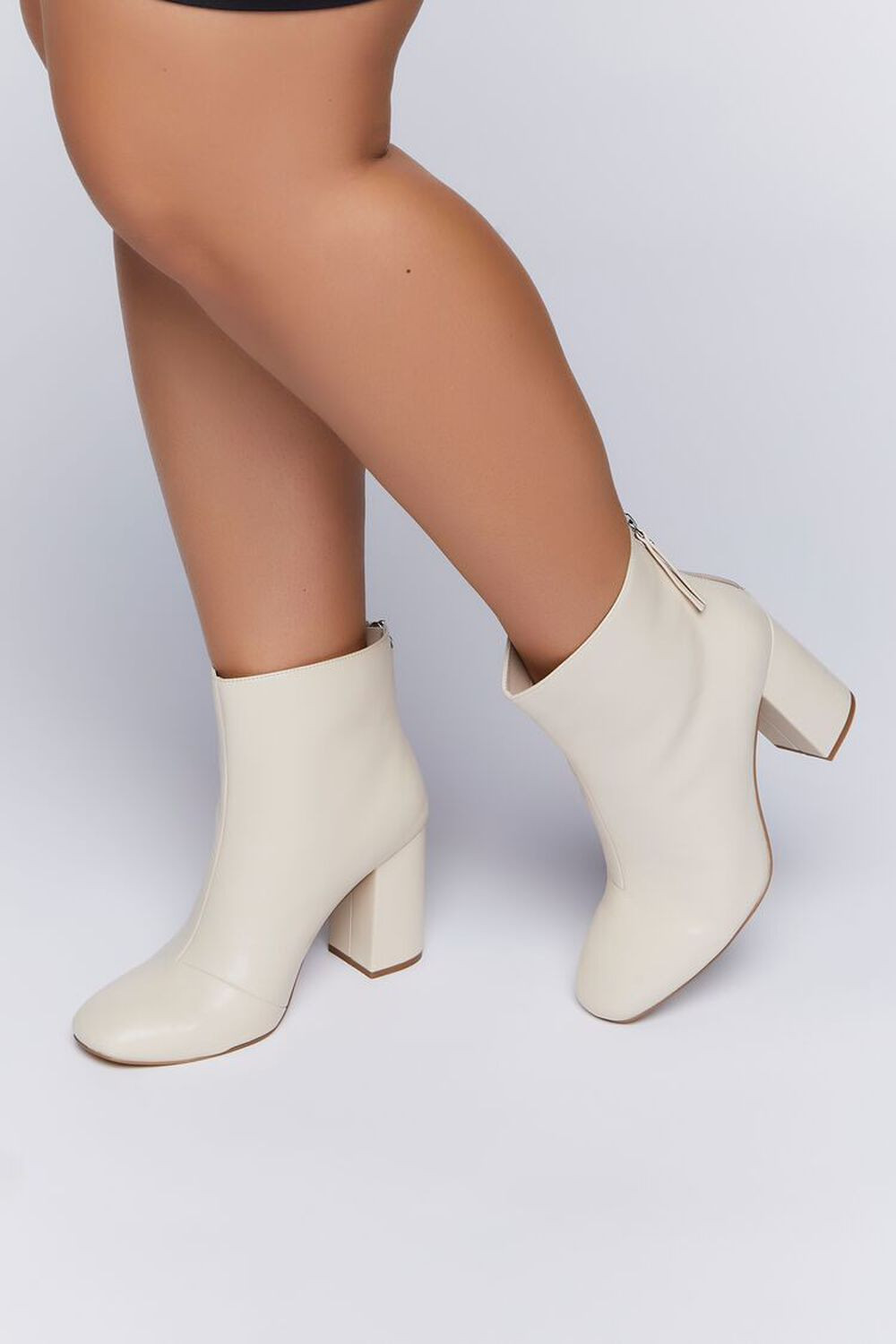 Faux Leather Block Heel Booties (Wide) | Forever 21 (US)