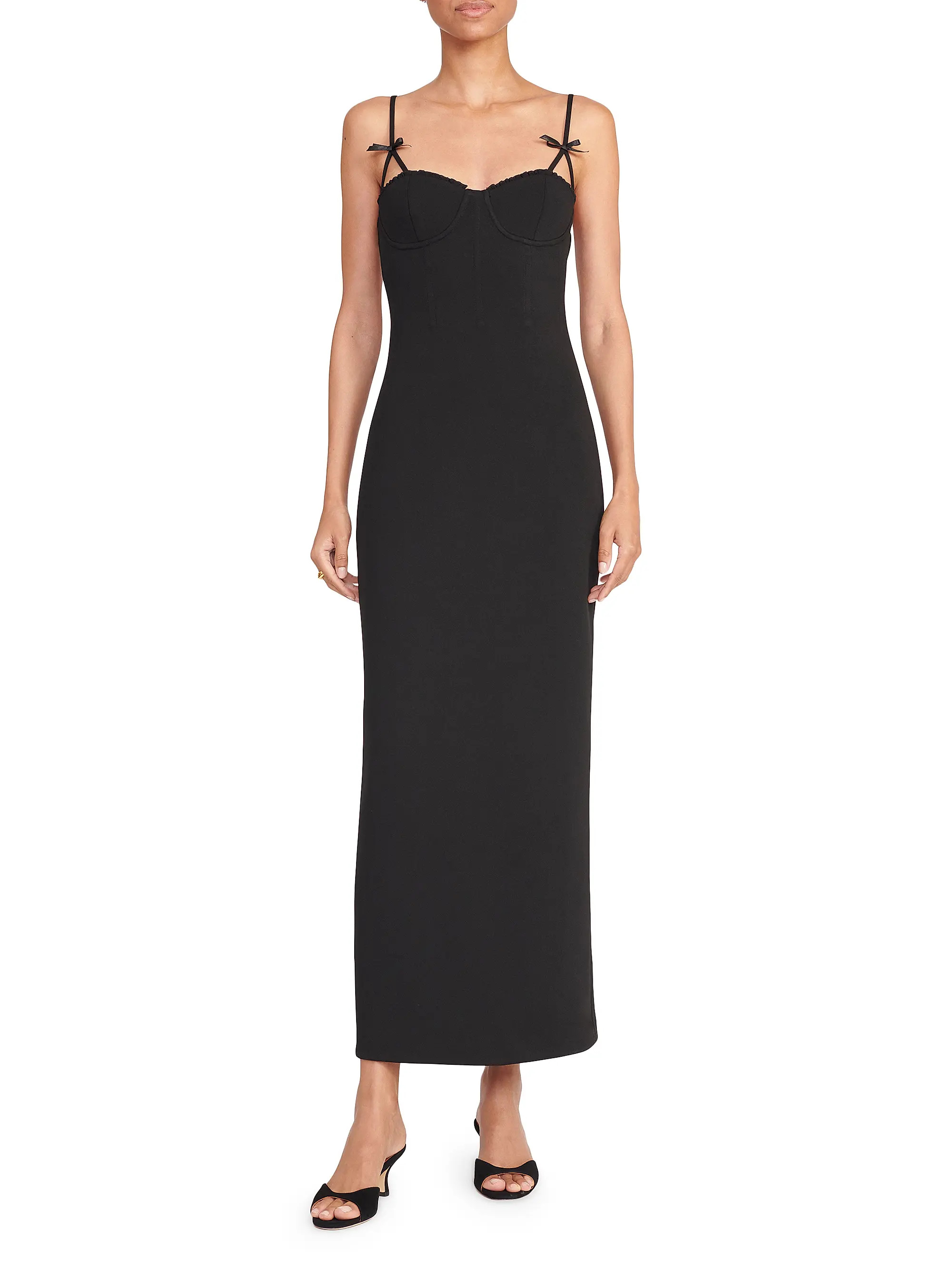 Shop Staud Georgina Bow Strap Sheath Gown | Saks Fifth Avenue | Saks Fifth Avenue