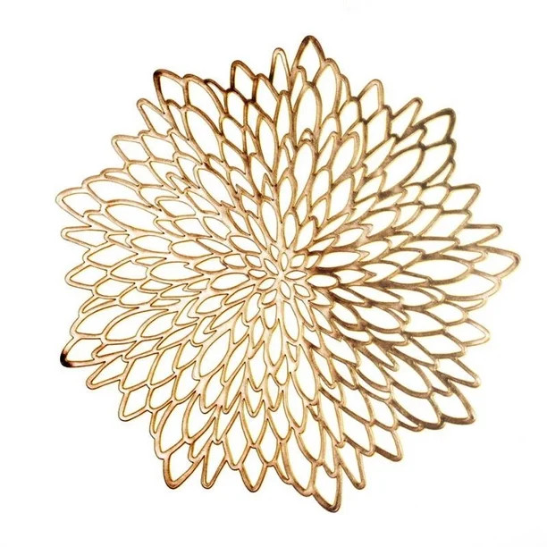 Pressed Vinyl Metallic Placemats / Wedding Accent Centerpiece Placemat (Round Gold Leaf) | Walmart (US)