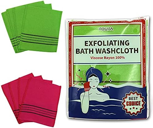 Exfoliating Towel 8 pcs Asian Exfoliating Bath Washcloth - Red 4 Green 4 Small Size Korean | Amazon (US)