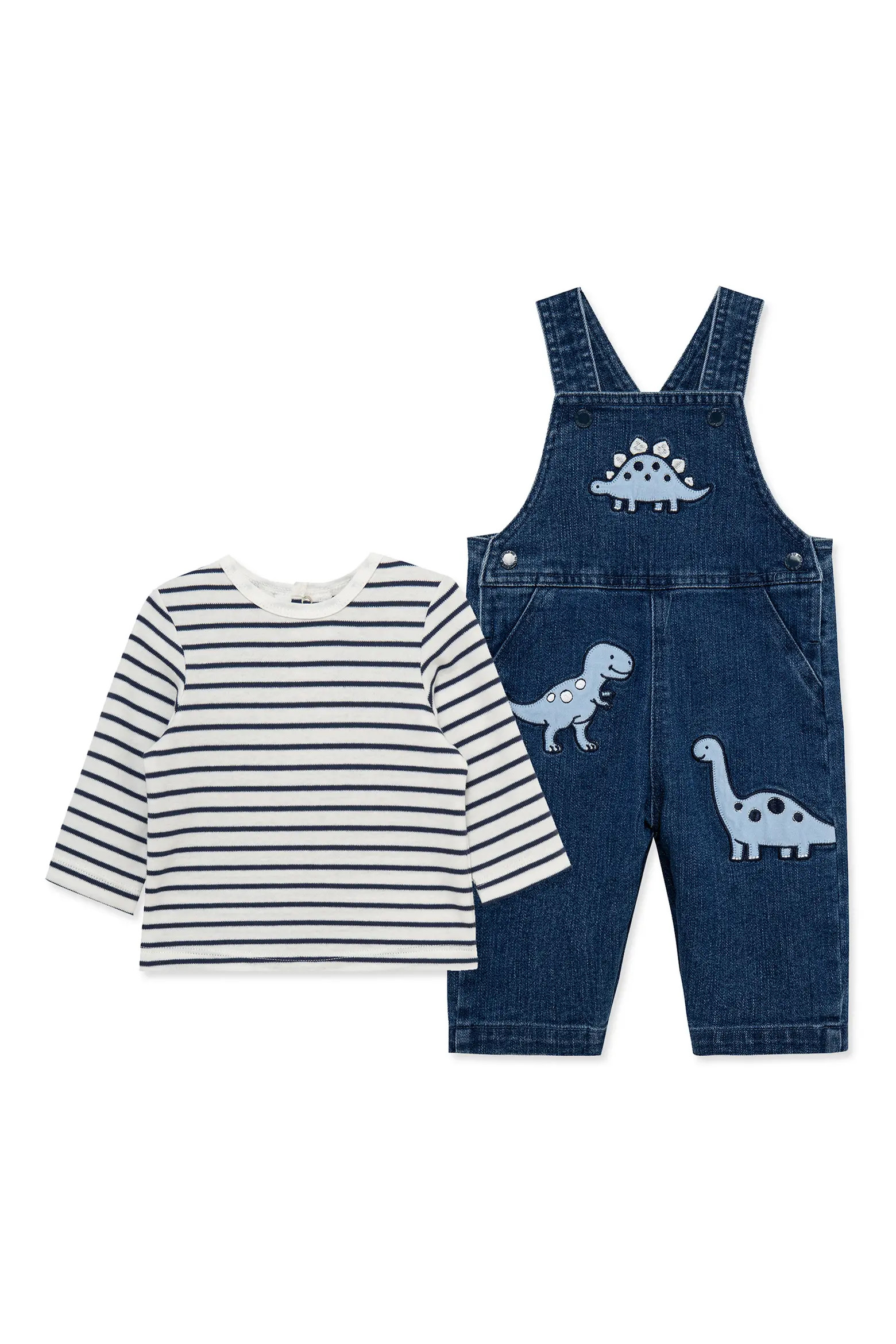 Little Me Dino Stripe Long Sleeve T-Shirt & Overalls Set (Men) | Nordstrom | Nordstrom
