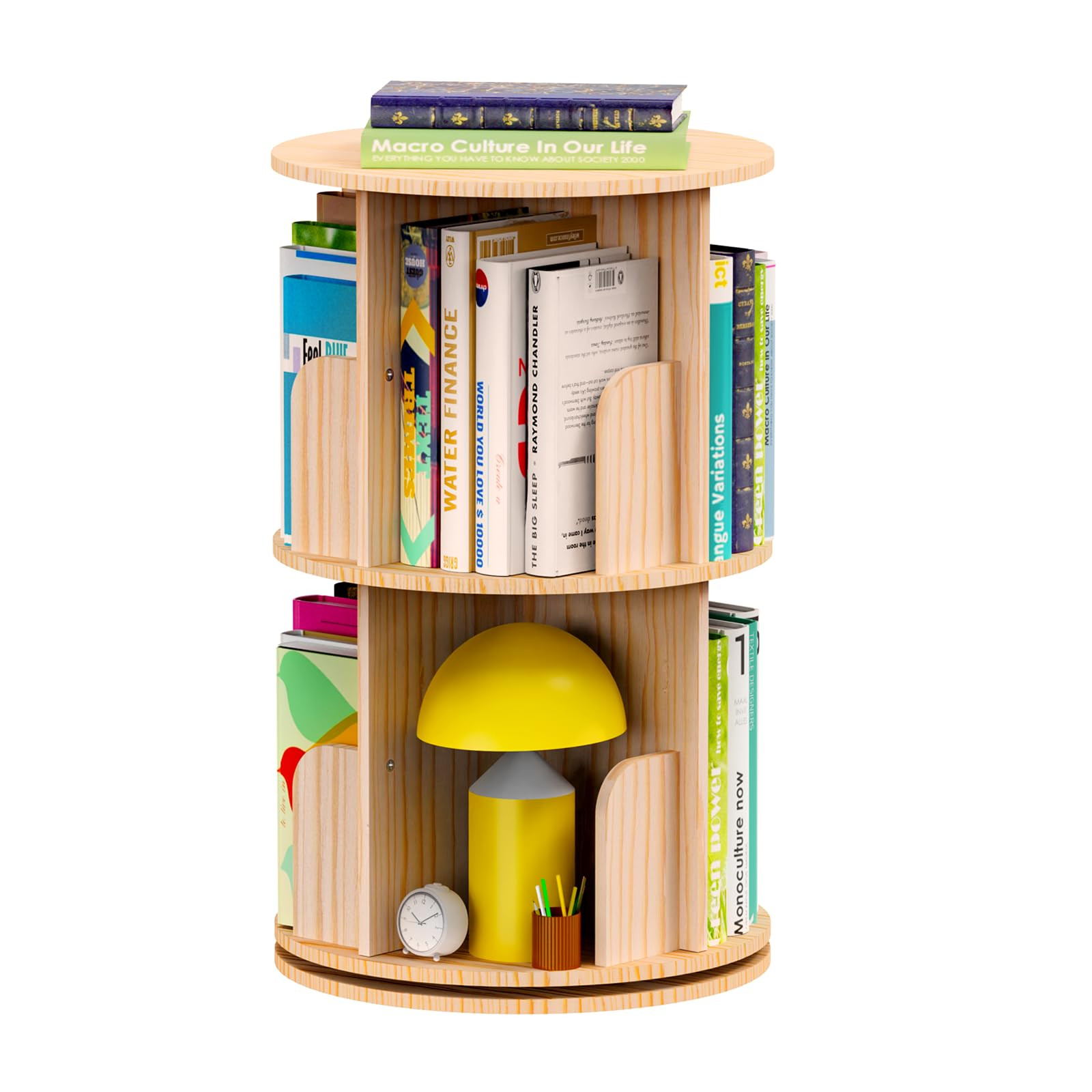 Small Rotating Bookshelf, 2 Tier Revolving Bookcase 360 Display Round Spinning Bookshelf Narrow S... | Amazon (US)