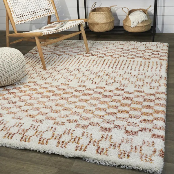 Kral Checkered Area Rug in Ivory | Wayfair North America