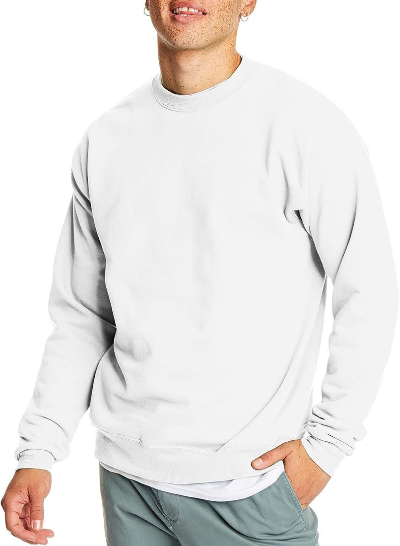 Hanes Men's EcoSmart Sweatshirt, white, X Large at Amazon Men’s Clothing store | Amazon (US)