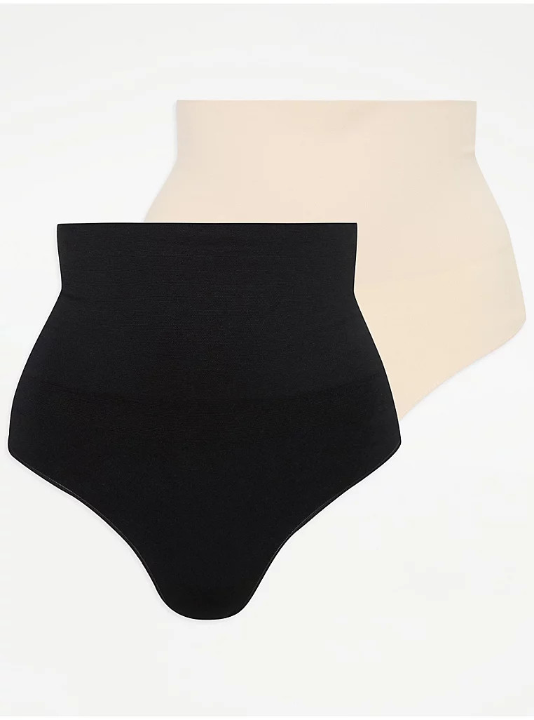 Seam Free Shaping Mid Waisted Thongs 2 Pack | George