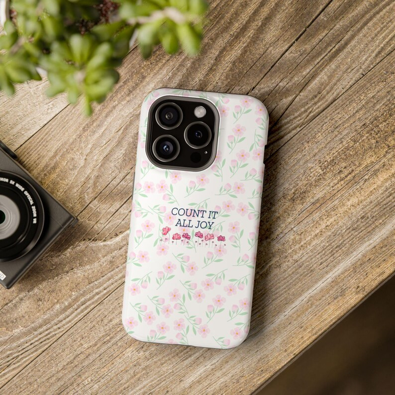 Christian Phone Case | Count It All Joy | Cute Magnetic Tough Case | Floral Phone Case | Cottagec... | Etsy (US)