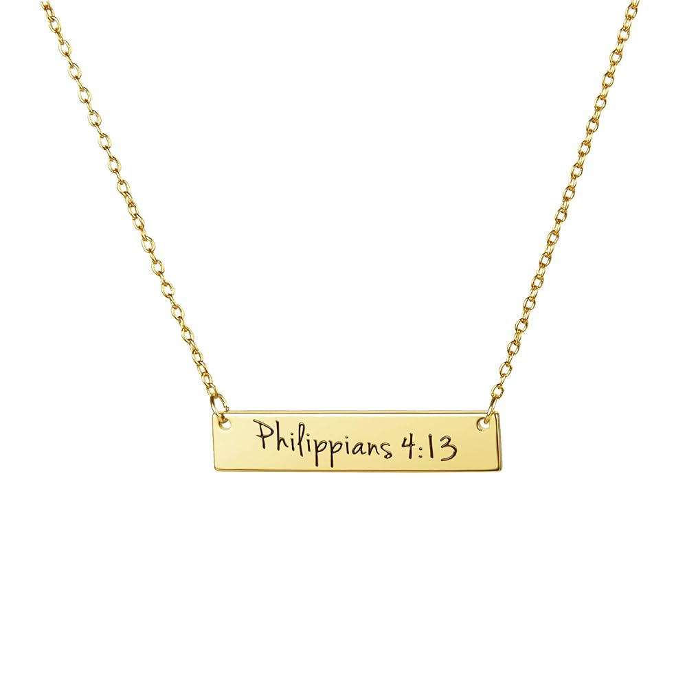 Memgift Christian Bar 𝐍𝐞𝐜𝐤𝐥𝐚𝐜𝐞 Bible Verse Faith Jewelry Baptism Christma... | Amazon (US)