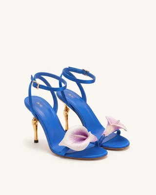 Alivia Calla Lily Gold Metal Heel Sandals - Royal Blue | JW PEI US