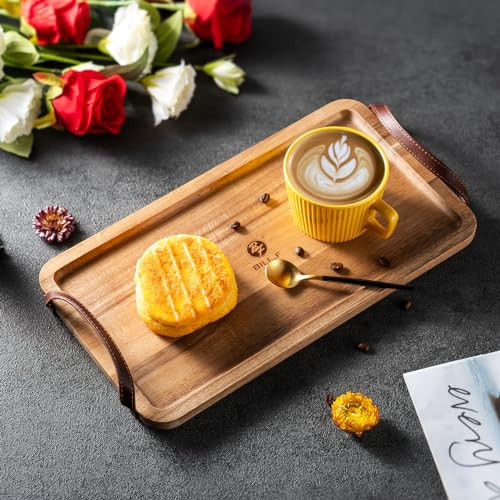 Charcuterie Boards with Handles, Wooden Charcuterie Board Platter for Dessert,Cheese Board, Pizza Serving Board, Travel Charcuterie Board,Vegetables, Fruit, Coffee Table,14"x 8" | Amazon (US)