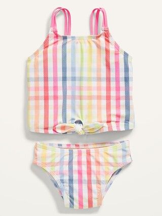 Plaid Tie-Front Tankini Swim Set for Toddler Girls | Old Navy (US)