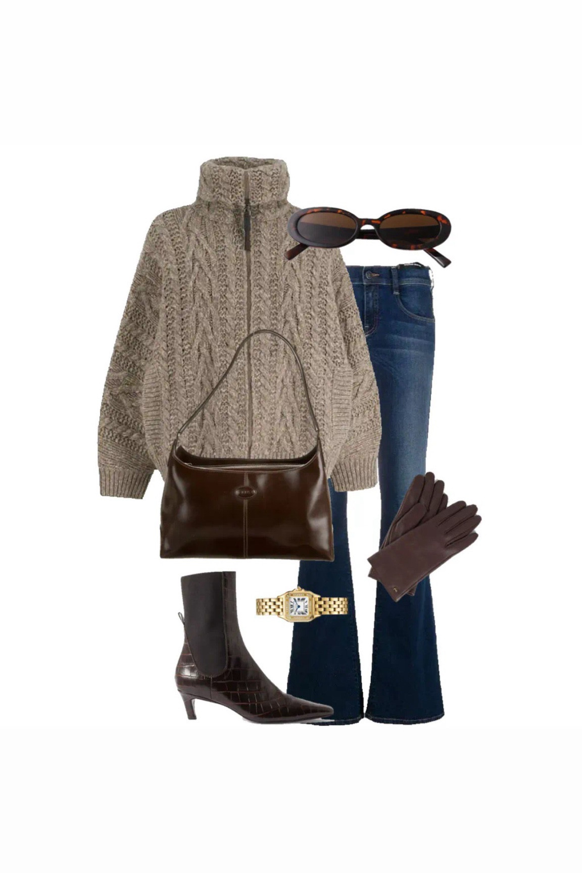 90s style 
Sandra bullock style 
Tortoiseshell sunglasses 
Zip up beige jumper 
Kitten heel boots 
Brown bag 
Leather gloves 
Winter style 
Gold watch 
Blue jeans 
Dark blue jeans 
High rise jeans 
Low rise jeans 


#LTKmodest #LTKshoes #LTKwinter