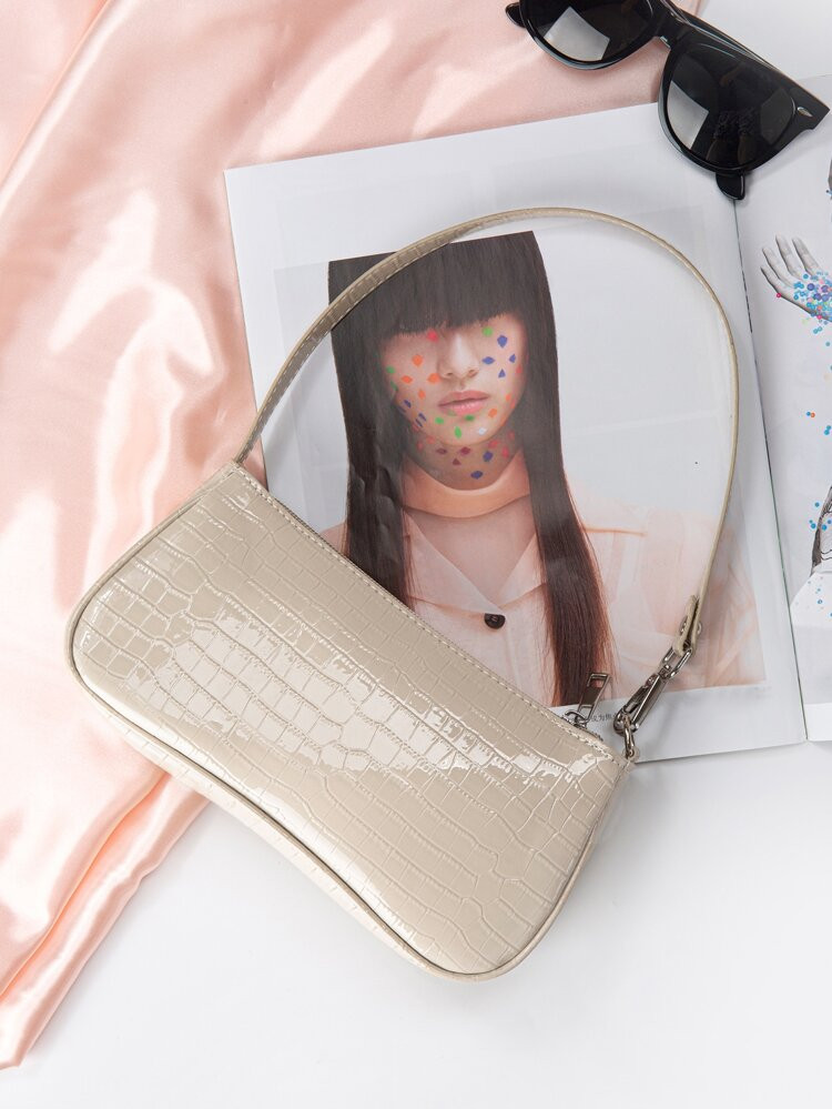 Croc Embossed Baguette Bag | SHEIN